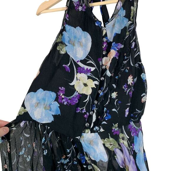 3.1 Phillip Lim 100% Silk Floral Sleeveless Button Front Ruffled Open Back Top 6 - Picture 5 of 12
